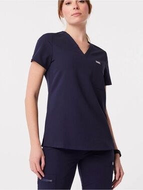 Figs Women's Dark Navy Blue Catarina One-Pocket Scrub Top Size XXS